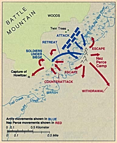 Map of Battle of the Big Hole