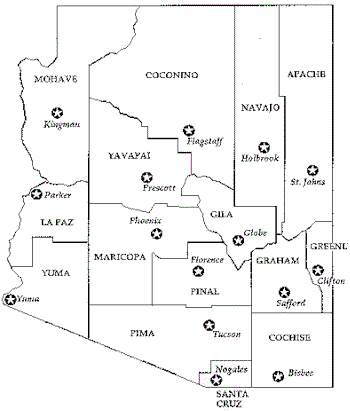 Arizona Counties Map – Access Genealogy