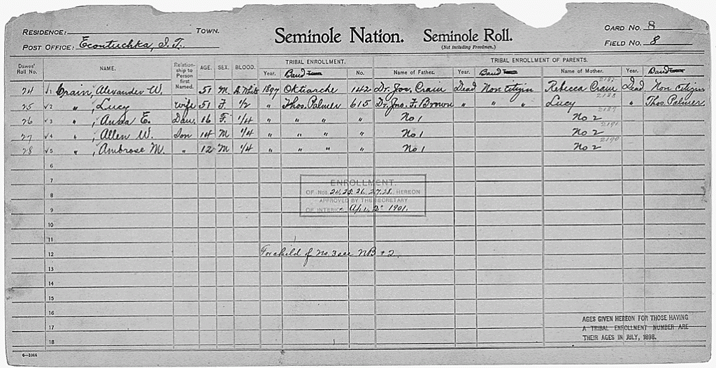 Example of Census Card