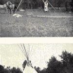 Fig. 8. Setting up a Crow Tipi. (Tetzold photo.)