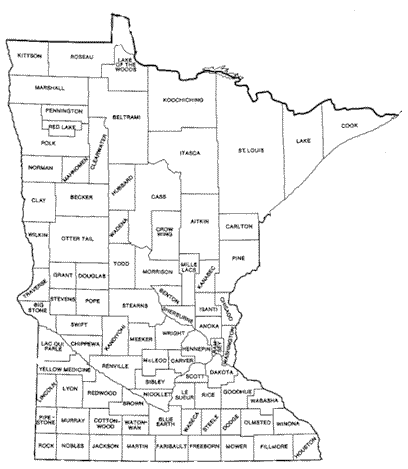Minnesota Counties Map | Access Genealogy