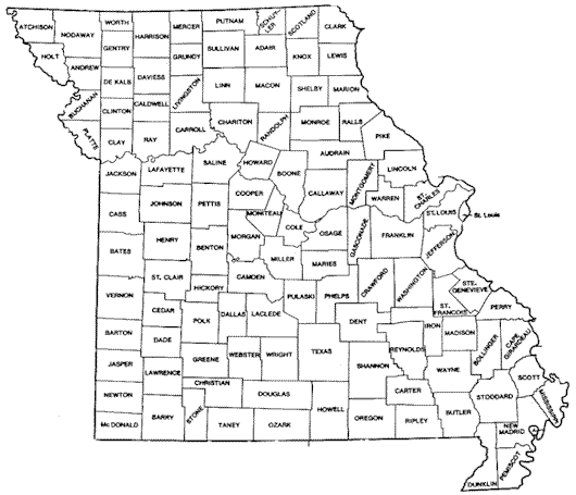 Missouri Counties Map | Access Genealogy