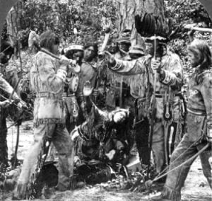 1910 photo of Pamunkey Indians re-enacting the story of Pocahontas.