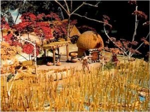 The Potawatomi wove light weight huts out of cattail plants to live in while harvesting wild rice in the autumn season.