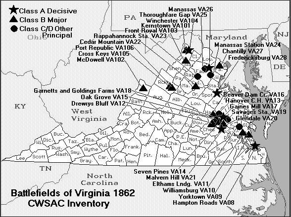 Civil War Battlefields Map