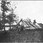 Ojibway camp on bank of Red River. Photograph by H. L. Hime, 1858.