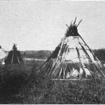 Ojibway camp on bank of Red River. Photograph by H. L. Hime, 1858.