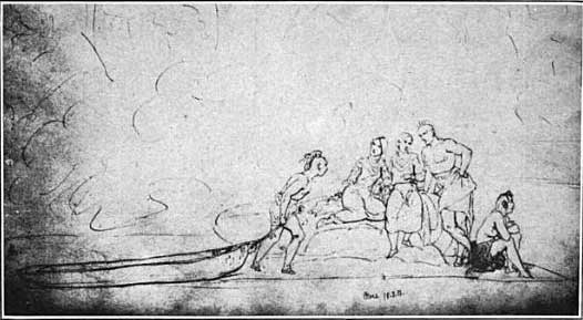 Oto dugout canoe, from Kurz's Sketchbook, May 15, 1851