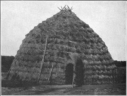 Wichita Indians grass-covered lodge, about 1880