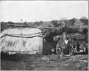 Winnebago structure showing arbor over entrance (abt. 1870)