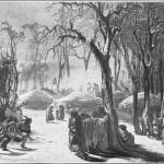 Finished picture of the same, "Winter Village of the Minatarres" - Karl Bodmer, 1833