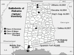 Alabama Civil War Battlefield Map
