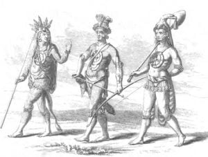 Chiefs with their Ornaments and War Implements, upon their march against the Enemy