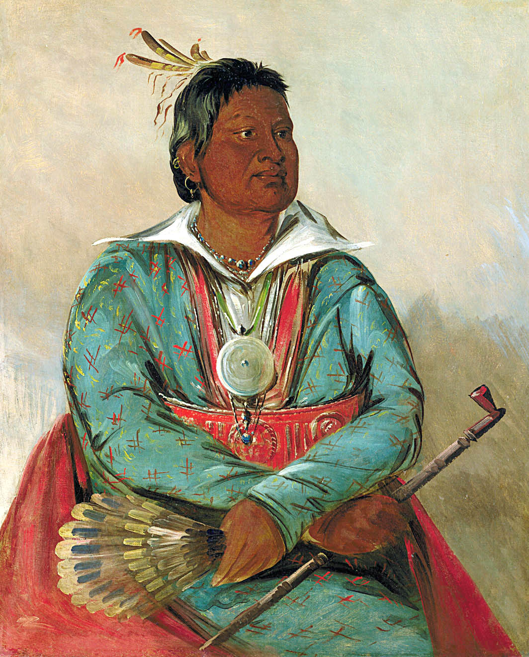 Mó-sho-la-túb-bee, He Who Puts Out and Kills, Chief of the (Choctaw) Tribe, by George Catlin, 1834