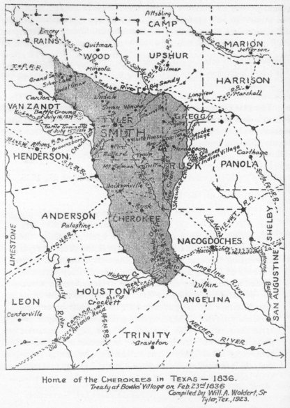 Home of the Cherokees in Texas, 1836