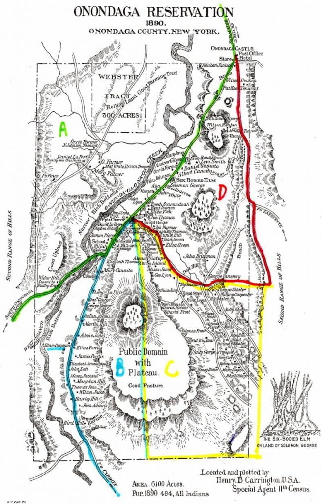 Onondaga Reservation Map, 1890
