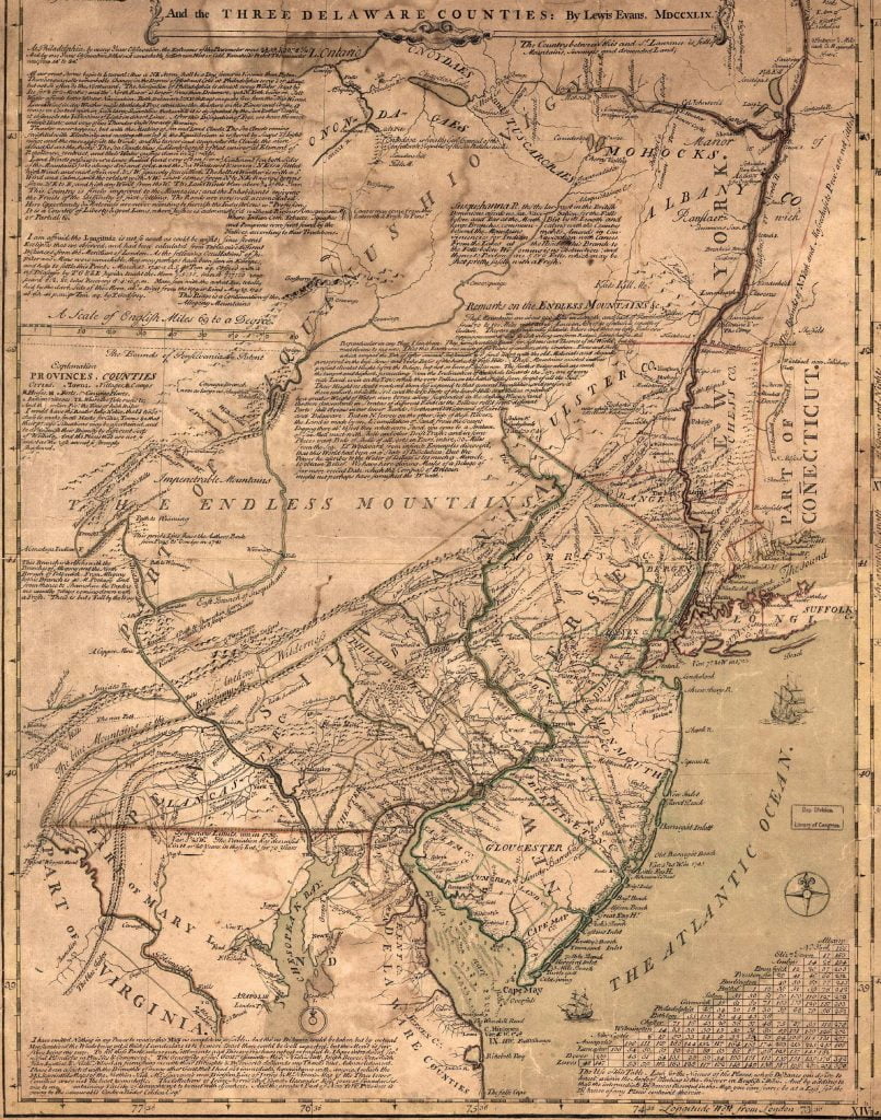 1749 Lewis Evans Map