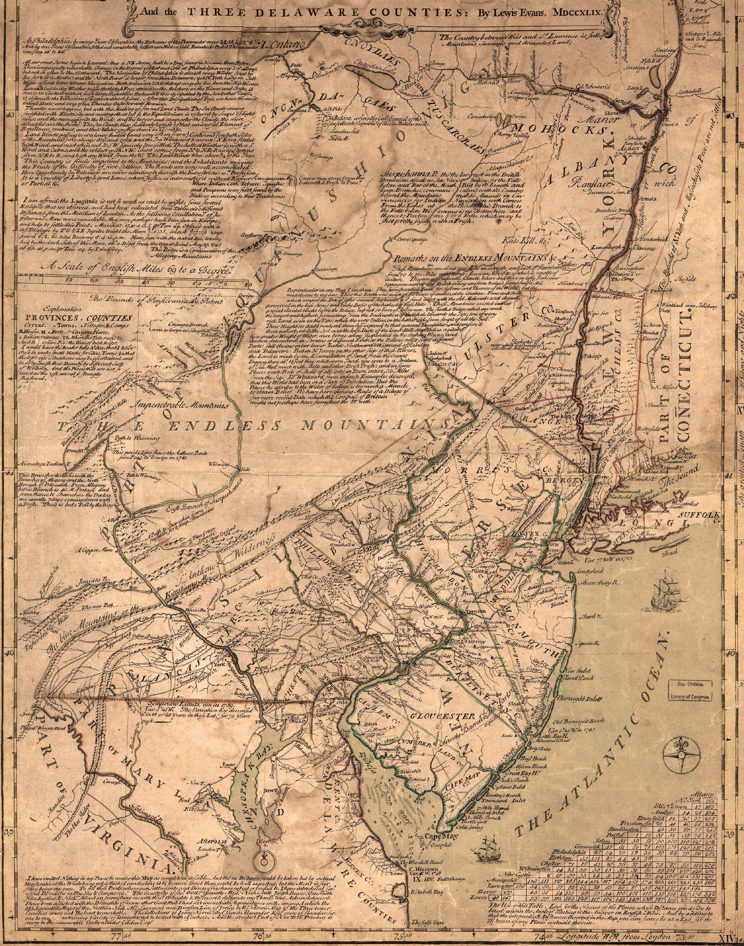 1749 Lewis Evans Map