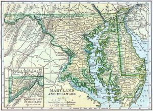 1910 Delaware and Maryland Census Map