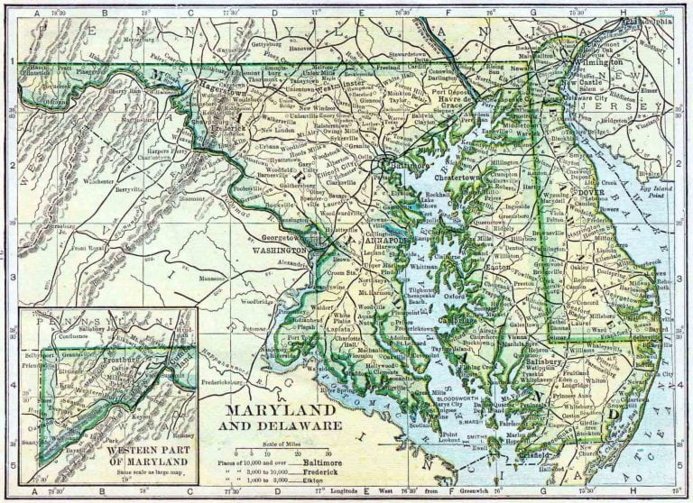 1910 Delaware and Maryland Census Map | Access Genealogy