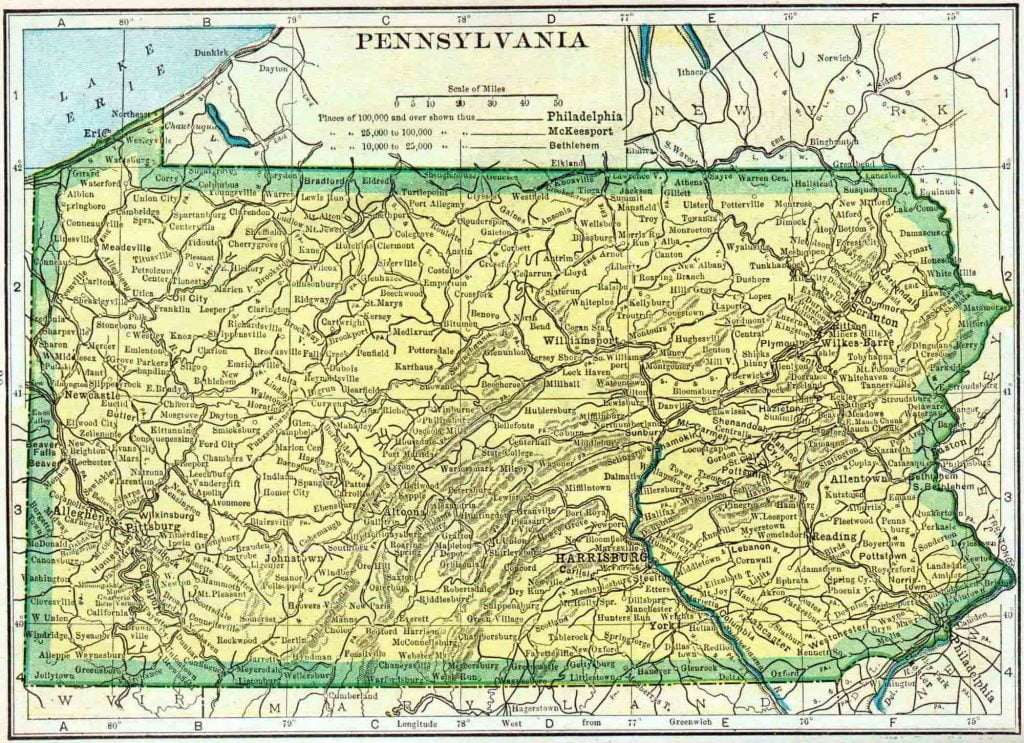 1910 Pennsylvania Census Map