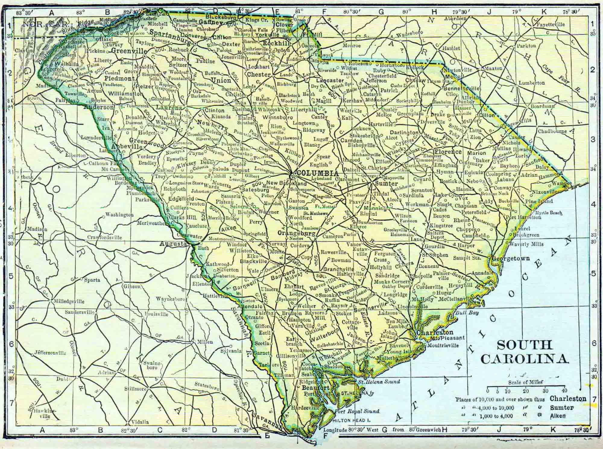 1839 SC MAP Orangeburg Pickens County Old South Carolina History      HUGE 