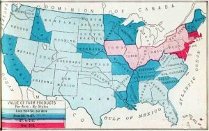 Map of the Value of Farm Products, by State, 1910