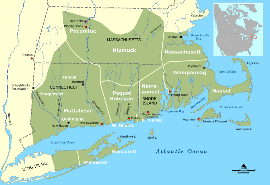 Early New England Tribes Map
