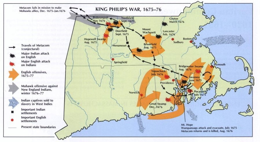 King Philips War Map
