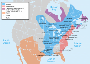 Map of North American Territories in 1750