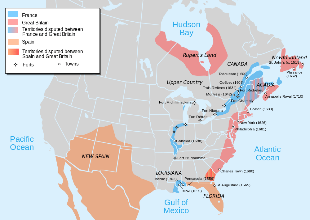 Map providing overview of European territories after Queen Anne's War