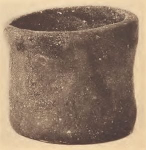 Pamunkey cylindrical pottery jar.