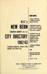 Title Page of the New Bern City Directory 1962-63
