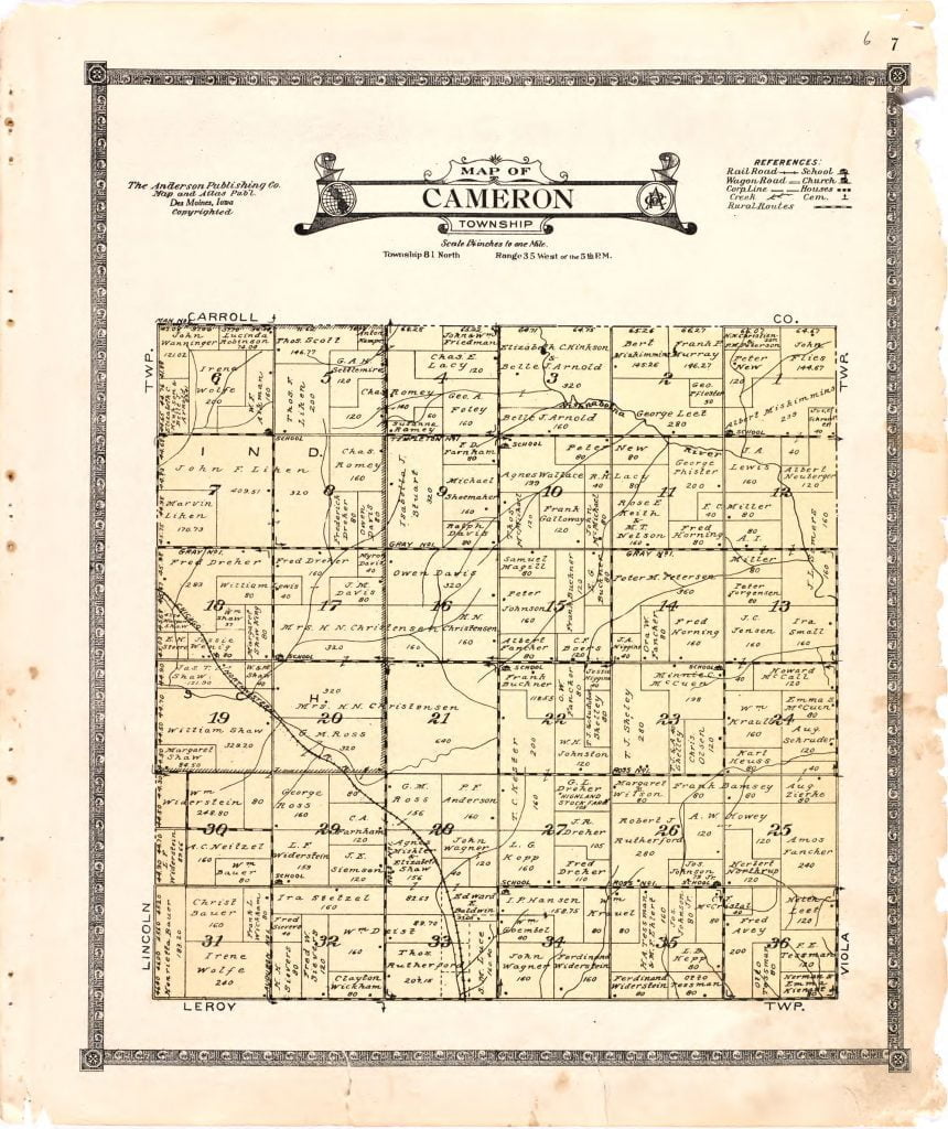1921 Farm Map of Cameron Township, Audubon County, Iowa