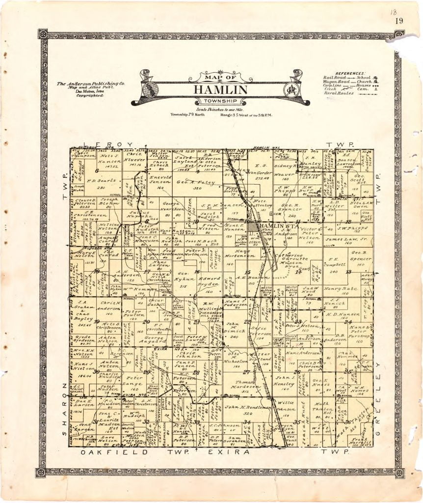 1921 Farm Map of Hamlin Township, Audubon County, Iowa