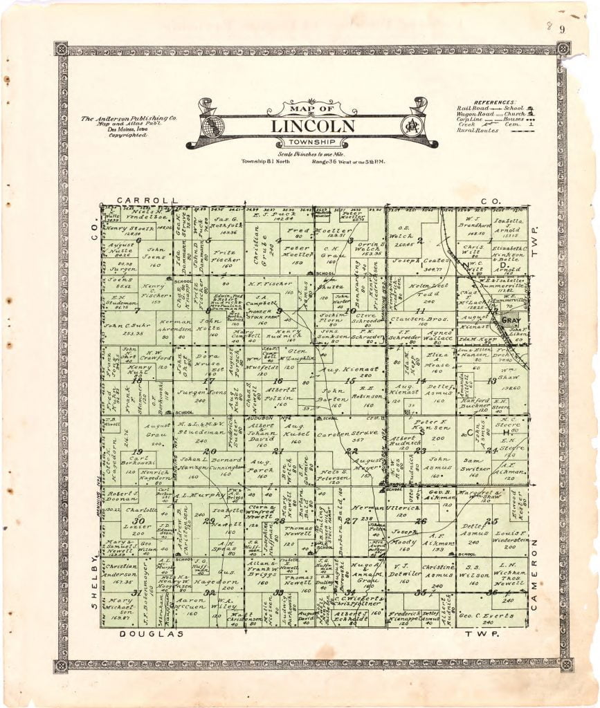 1921 Farm Map of Lincoln Township, Audubon County, Iowa