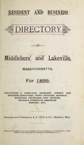 1899 Middleboro and Lakeville Massachusetts Directory Cover