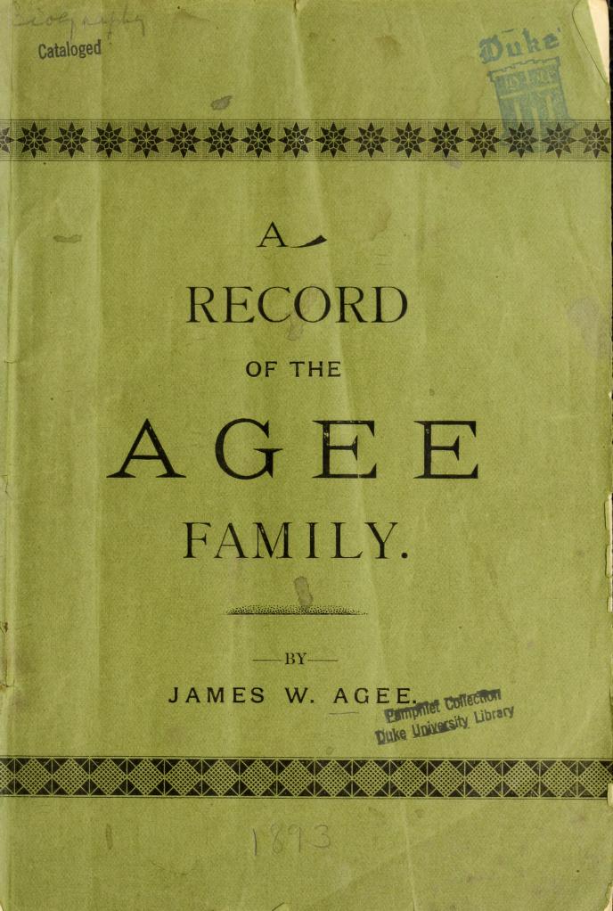 A Record of the Agee Family