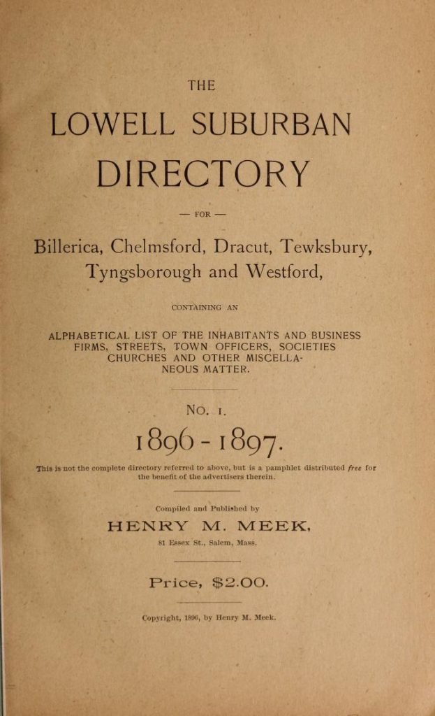 Lowell Suburban Directory for 1896-1897