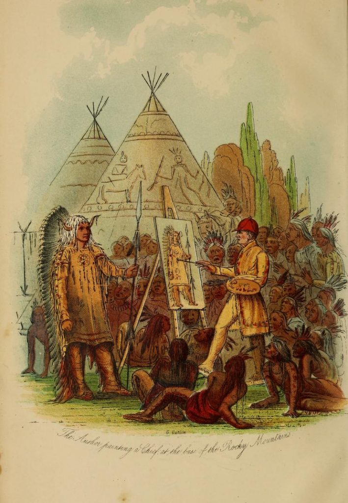 Catlin Painting a Chief at the Base of the Rocky Mountains