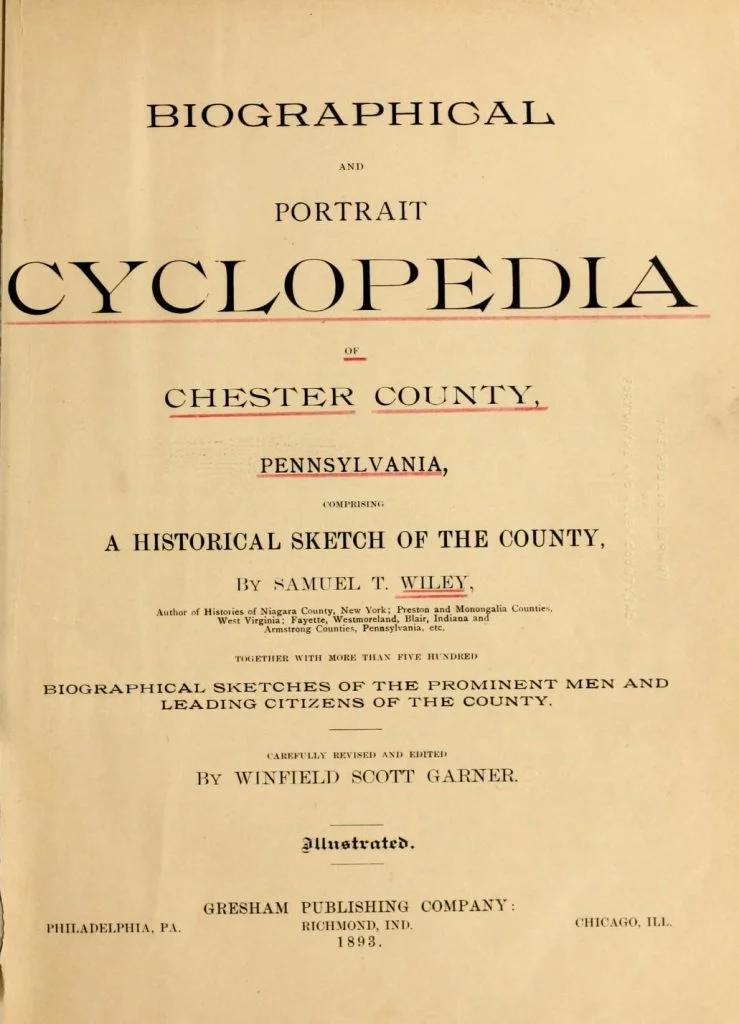 Title Page for Biographical and Portrait Cyclopedia of Chester County Pennsylvania