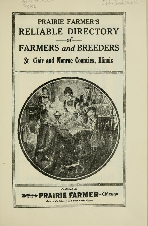 Prairie farmer's reliable directory of farmers and breeders of St. Clair and Monroe Counties, Illinois