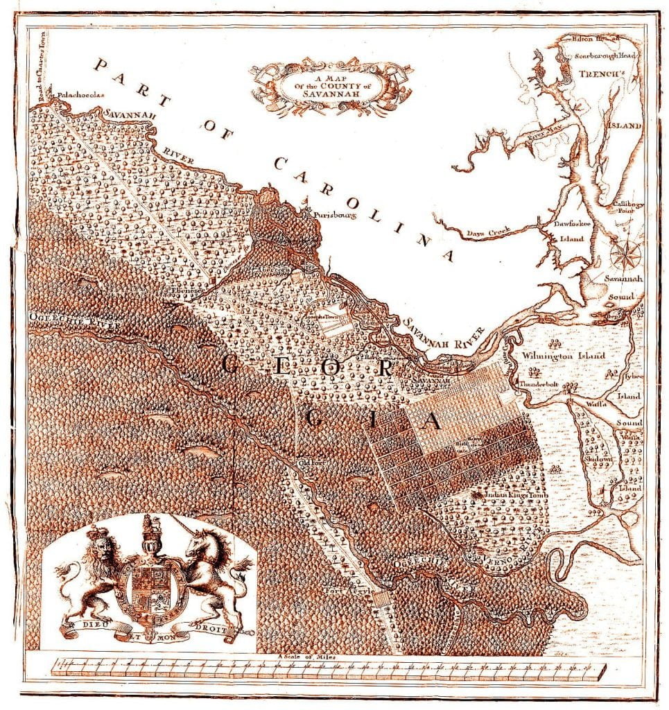 1735 - A Map of the County of Savannah