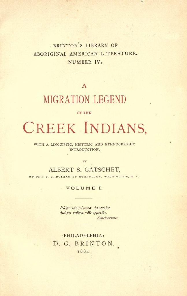 Gatschet's Translation of the Migration Legend of the Creek People