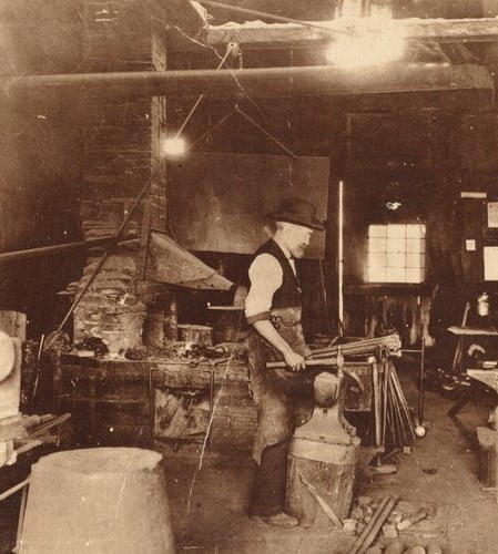 Edwin B. Macy at his Blacksmith Shop