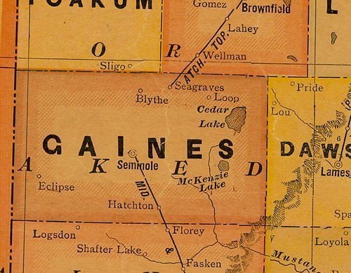 1920s Gaines County Texas Map