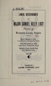 Lineal descendants of Major Samuel Kelly Lucy