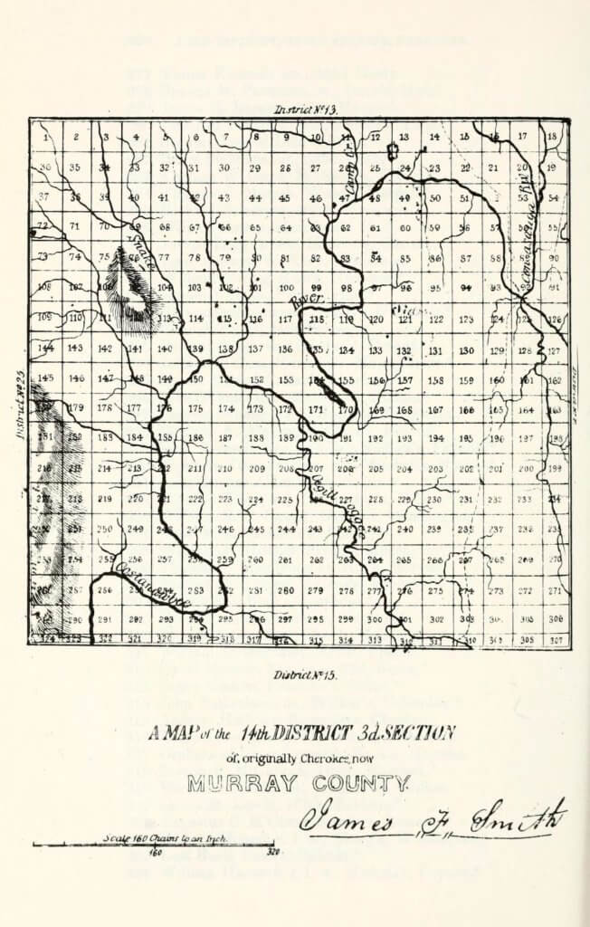 A map of the 14th District 3rd Section of originally Cherokee, now Murray County