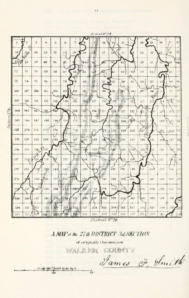 A map of the 27th District 3rd Section of originally Cherokee, now Walker County