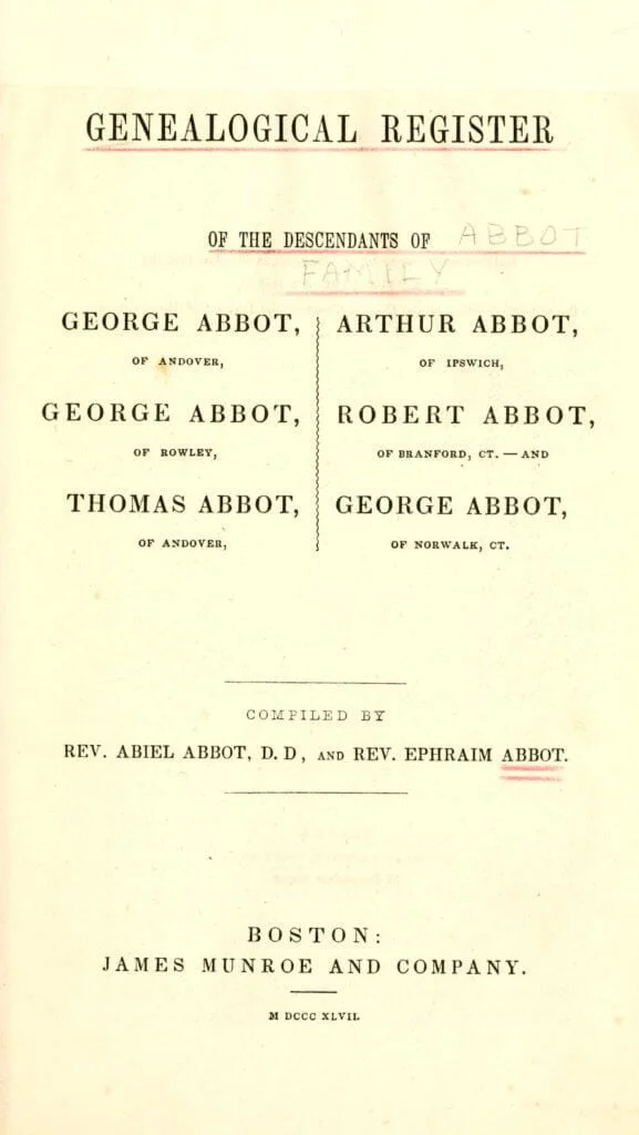 Abbott Genealogical Register